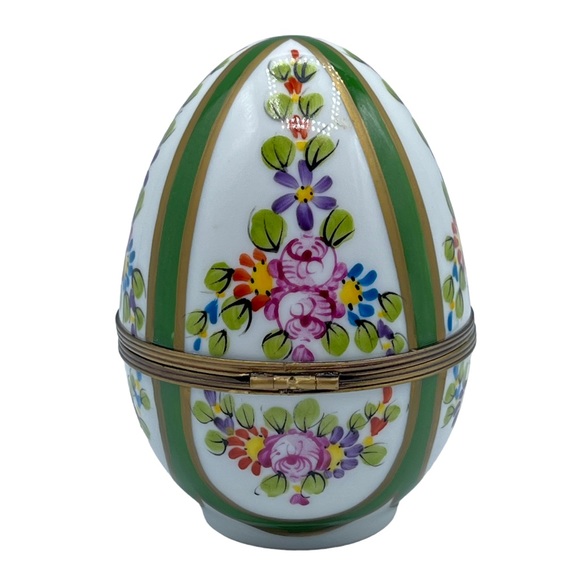 Vintage Limoges France Peint Main Large Easter Egg Flower Trinket Box Ltd Edt - Picture 3 of 10